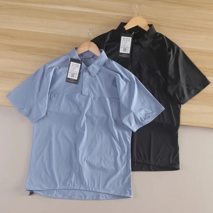 

Ultra-Thin Qui-Dry Breathable Summer ort-Sve irt Loose Fit f-Open Collar Outdoor Sle Men's Faion Urban C...