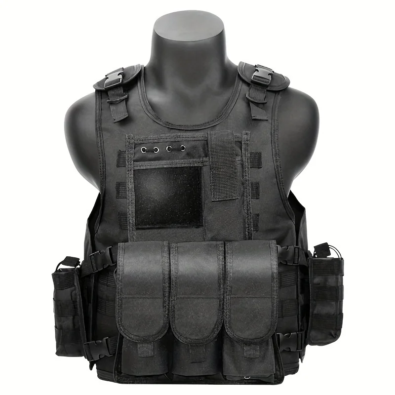 Multifunctional Tactical Training Vest, Chest hanging MAG bag, Multiple pockets, Outdoor Plug-in Board Vest for Hunting Wargame