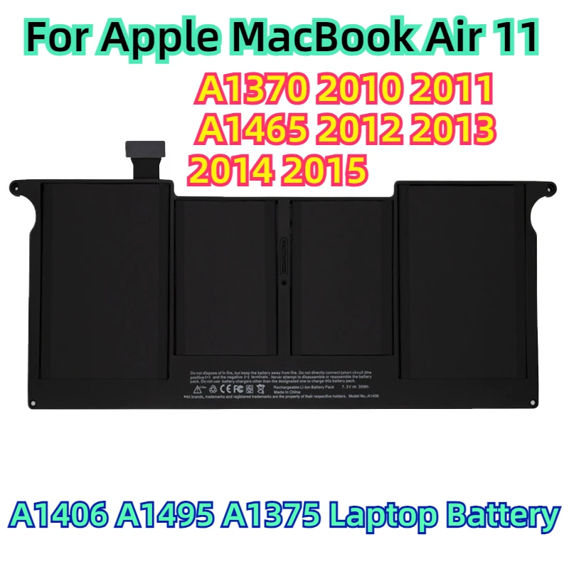 

For Apple MacBook Air 11 A1370 2010 2011 A1465 2012 2013 2014 2015 A1406 A1495 A1375 Laptop Battery