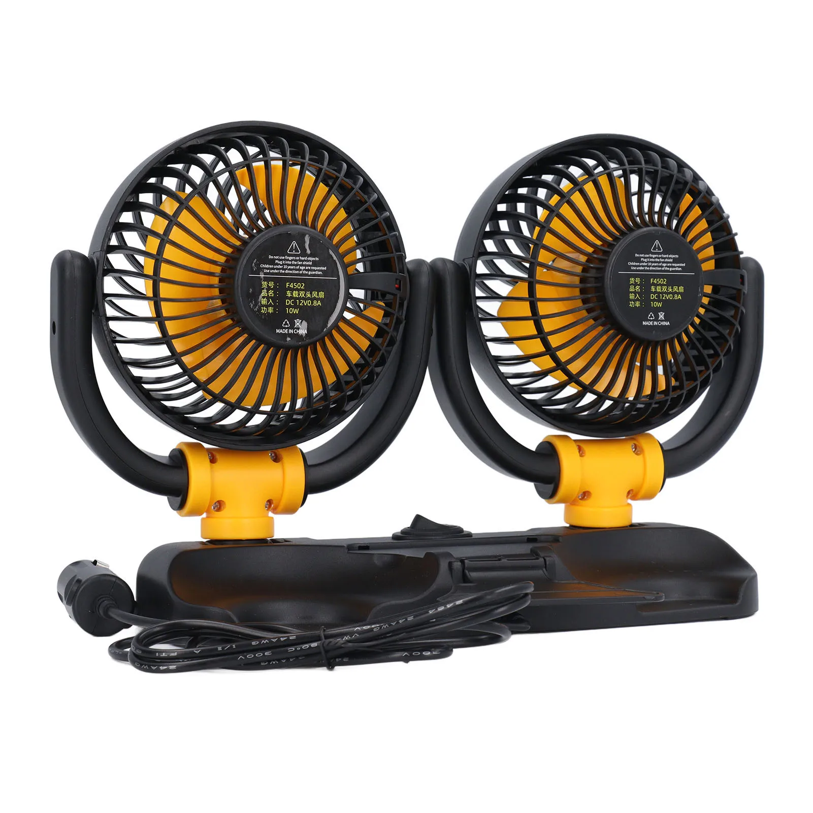 

Автомобильный вентилятор с двумя головками, 2 скорости, вращение на 360 градусов, низкий уровень шума, бесщеточный двигатель, портативное охлаждение автомобиля, 12 В постоянного тока для приборной панели автомобиля