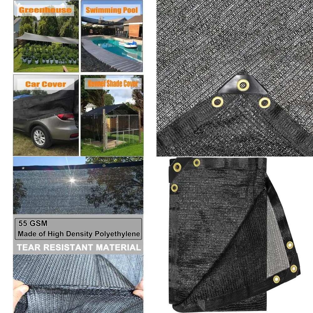 

12x24ft Garden Shade Cloth, 40% Sun Block, Outdoor Patio Cover with Grommets, Ideal for Plants, Porch, Pergola, Greenhouse, Blac