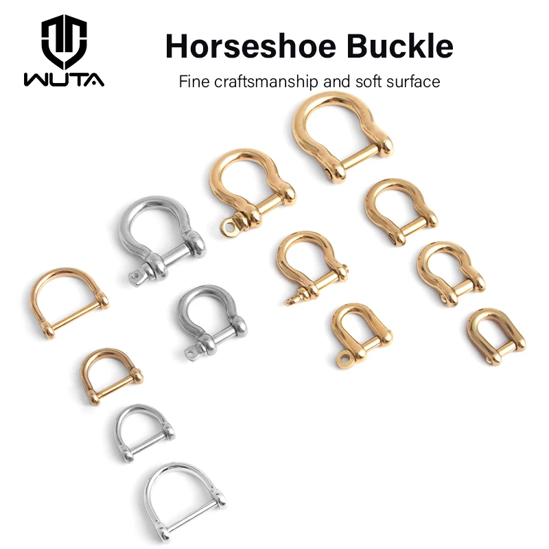 WUTA, 2 uds., grillete en U, grilletes de anillo en D, hebilla de herradura, 3 tipos de anillo para cinturón clásico, bolsa de cuero, accesorios de Hardware DIY