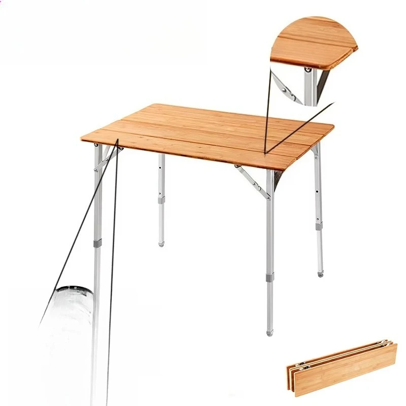Outdoor Modern Aluminum Wood Catering Coffee Portable Adjustable Camping Garden Picnic Balcony Square Table