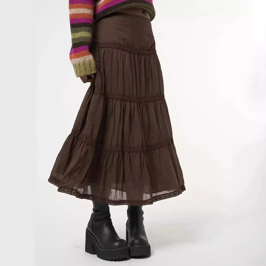 

женская сексуальная однотонная коричневая юбка с вырезами