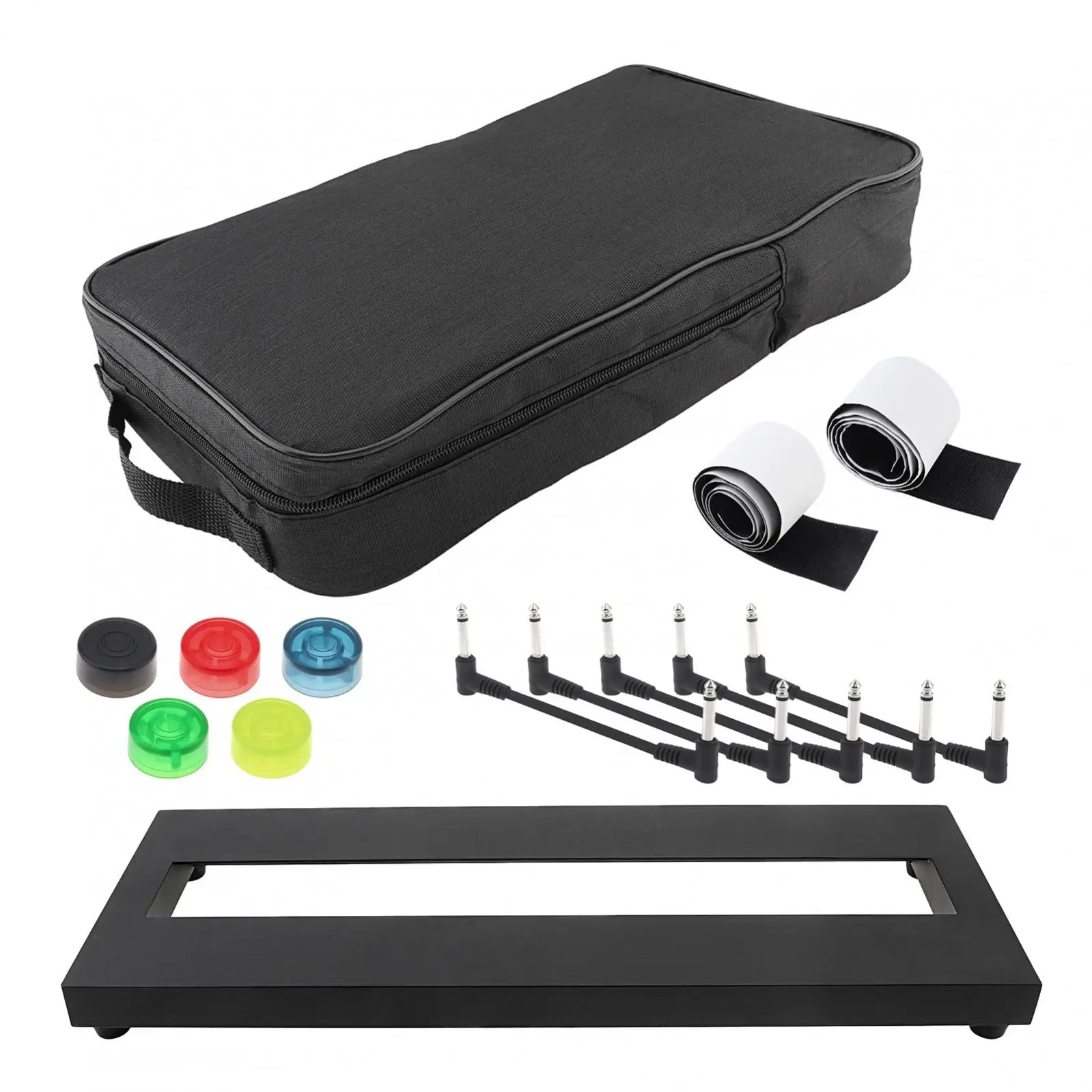 Combo de bolsa de transporte y pedalera de guitarra compacta pequeña de aleación de aluminio con cable de 6 pulgadas, estuche de
