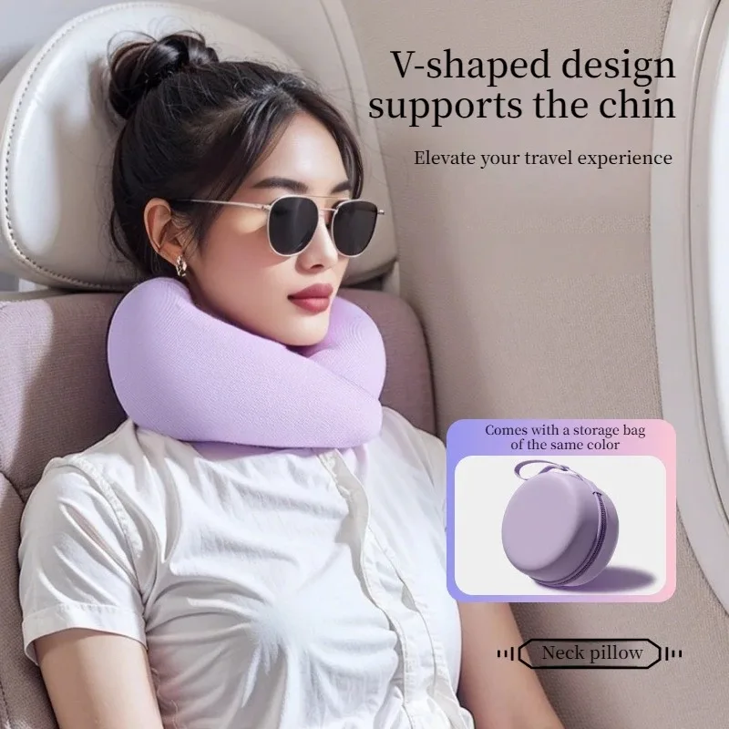 Memory Foam U Shaped Neck Pillow Travel Pillow for Airplane Car Office Nap Cervical Support with Portable Storage Box