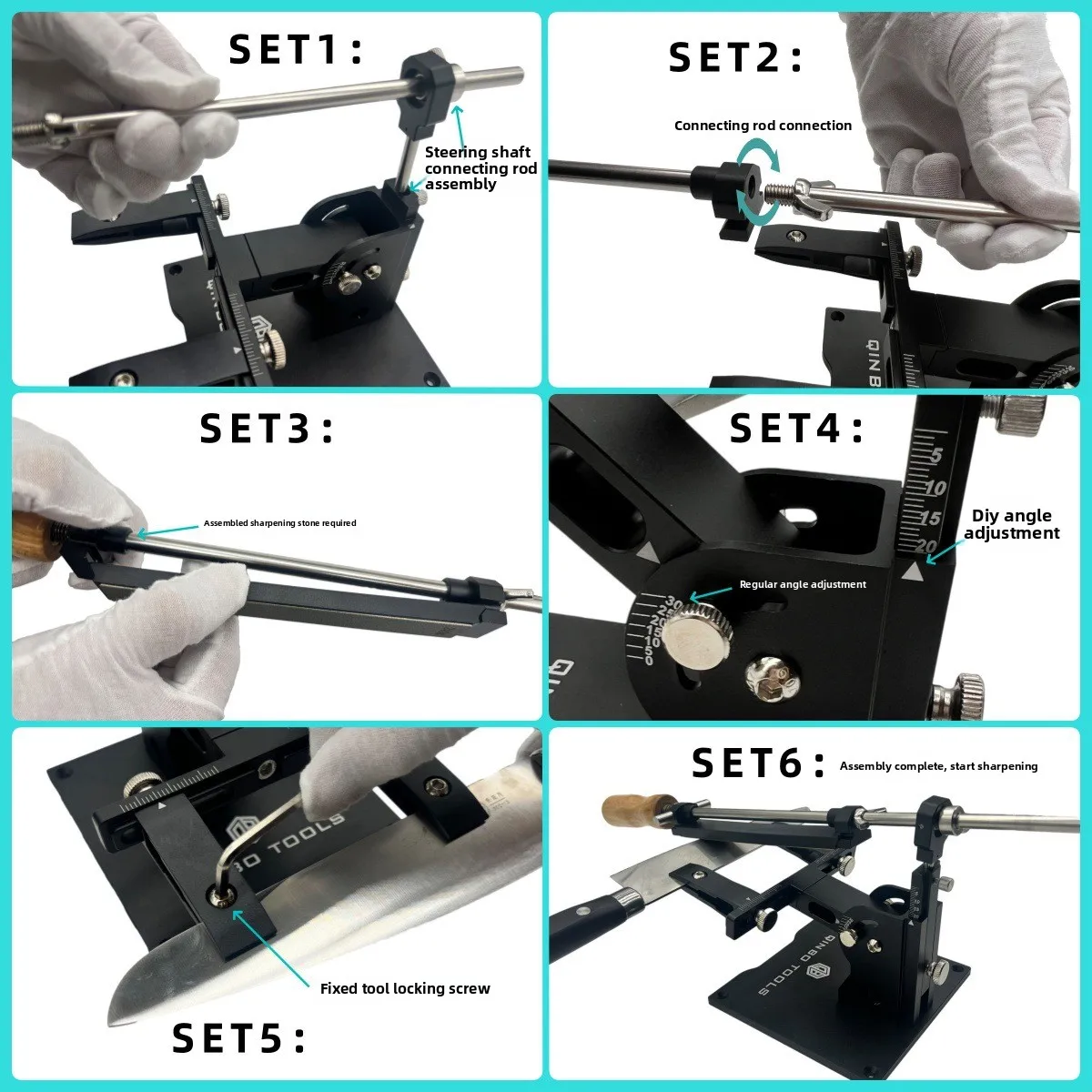 Guide sharpening system, aluminum professional fixed angle  sharpener set, angle adjustable sharpener