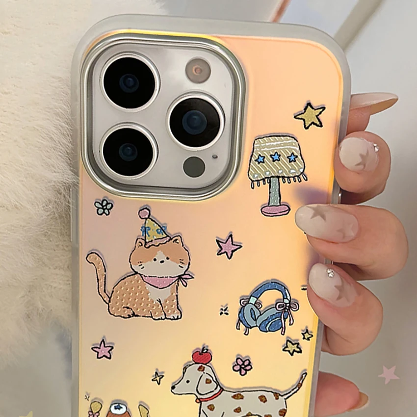 Чехол для телефона с милым питомцем для Iphone 16, 15, 14, 13, Pro 12, 11 Max Plus 16 Pro, красочный чехол для телефона, креативный 15 Pro, жесткий чехол