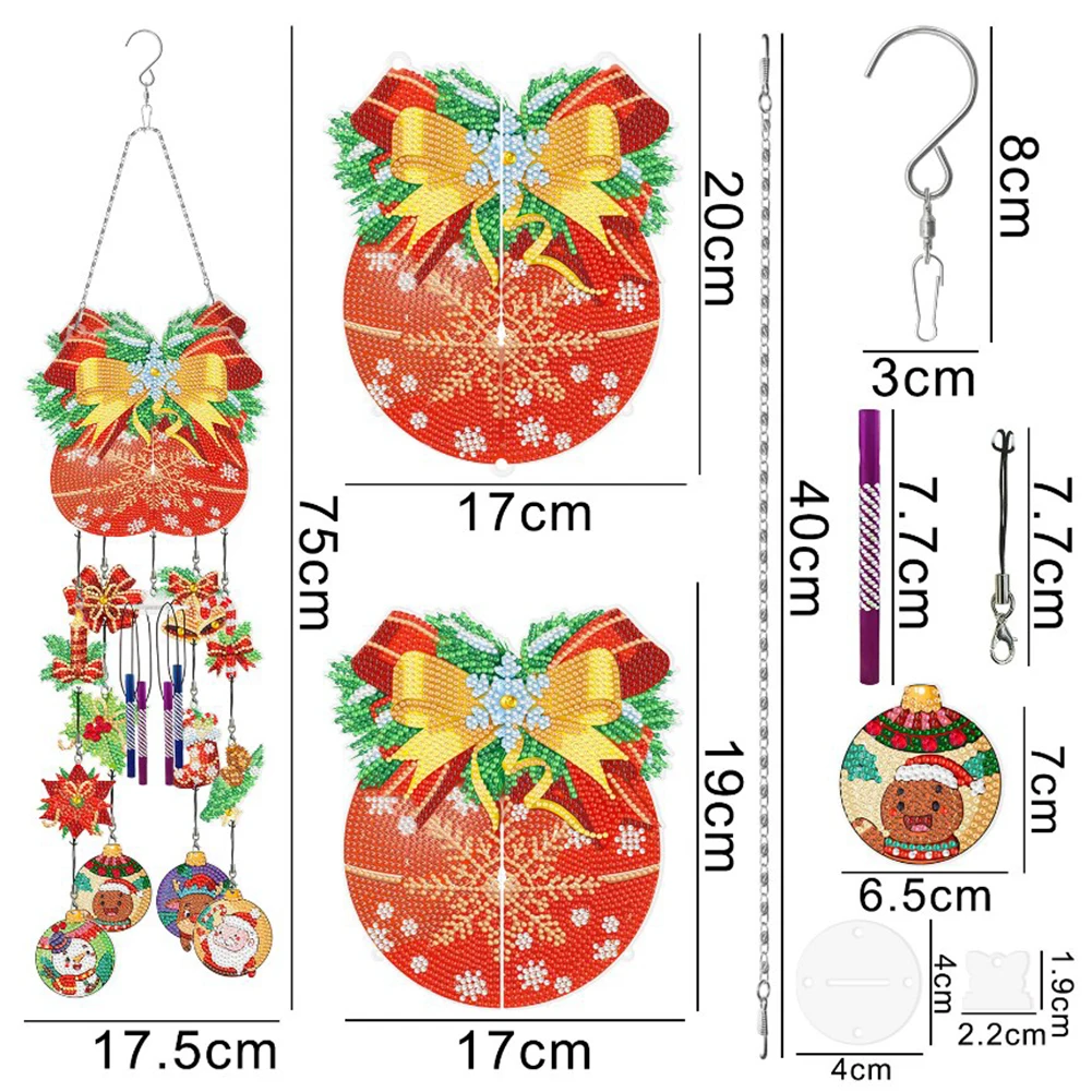 DIY Wind Chime Kit 5D Diamond Art Hand-eye Coordination Parent-child Activity Special-shaped Diamonds Holiday Decoration