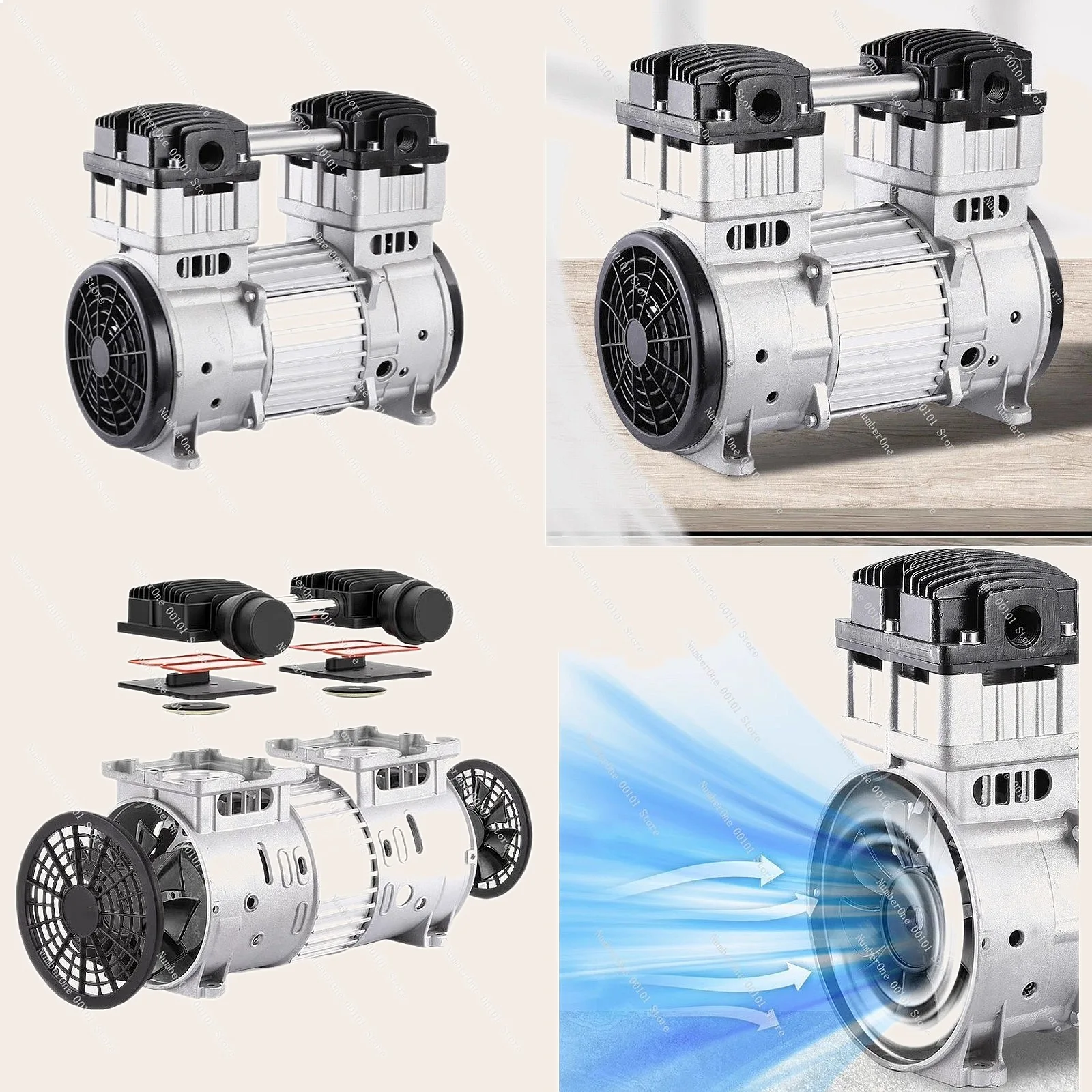 Oil-free Air Compressor Pump Head Silent 550W 750W 800W 1500W Motor Accessories