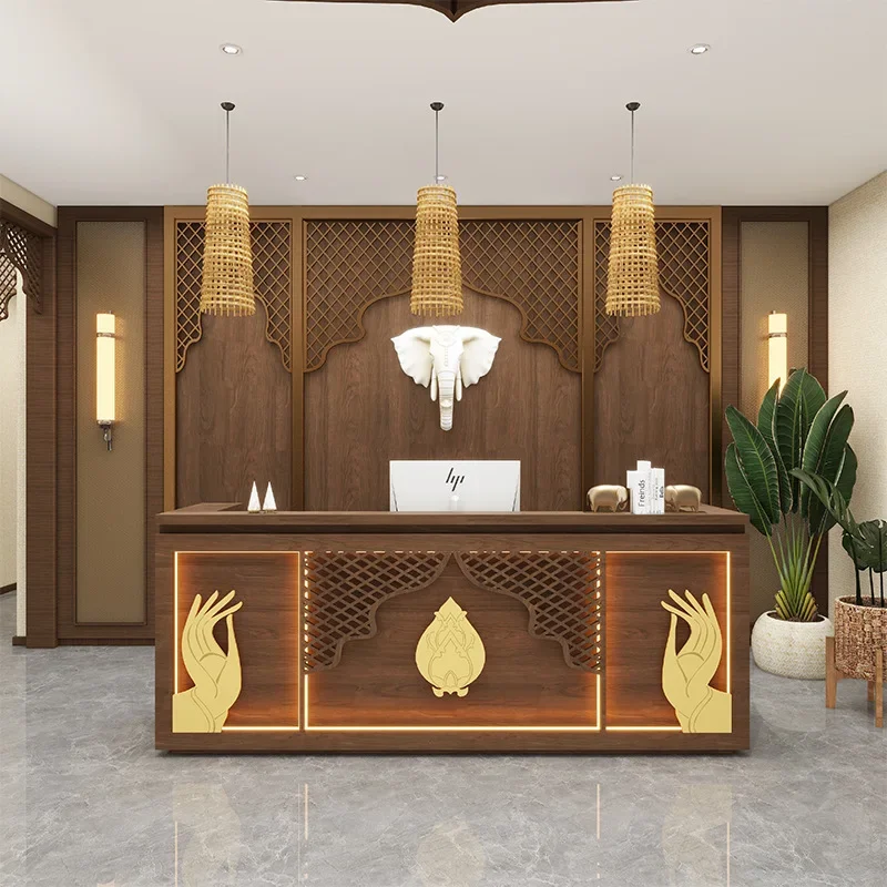 Retro Style South East Asia Checkout Wellness Center Thai Bar Restaurant Restaurant Front Desk Yoga Studio Counter Front Desk