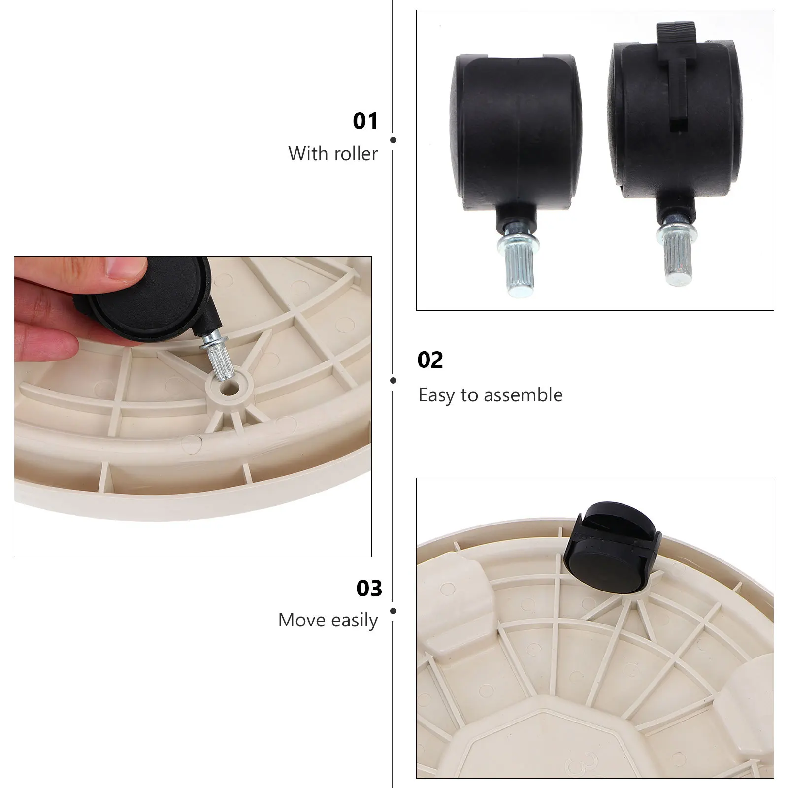 

1pc Thickened Movable Flowerpot Rack Smooth Wheels Large Capacity Plastic Plant Stand Heavy Pots Floor Protector Round Vase