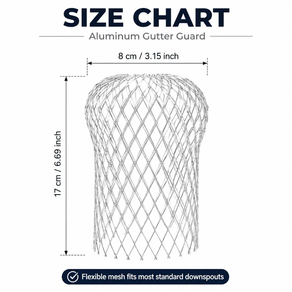 Metal Gutter Filter Mesh Leaf Debris Guard Drain Pipe Cover for Downpipe Rainwater System Roof Garden and Home Maintenance - view 6