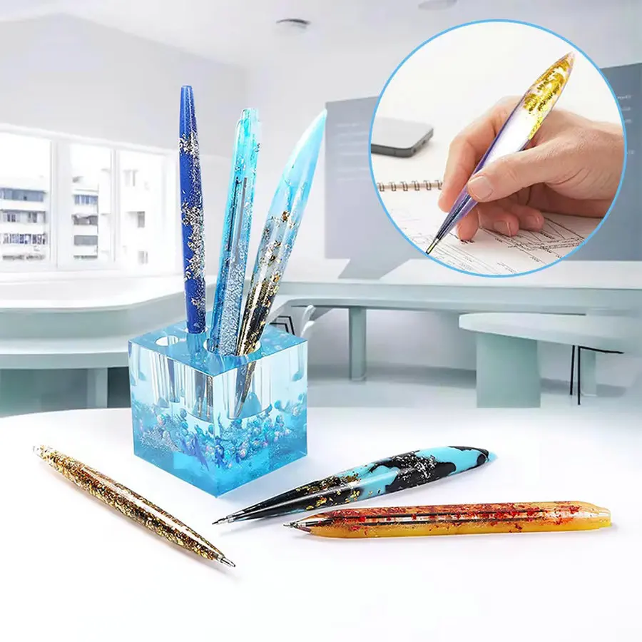 Pen Shape Resin Mold Kit Ballpoint Pen Silicone Molds Epoxy Resin Molds Resin Casting Molds for DIY Resin Crafts Making