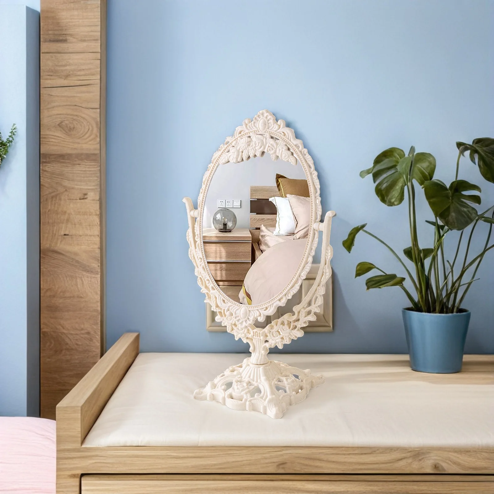 Elegant European Vintage Makeup Mirror Retro Tabletop Desk Vanity Mirror for Bedroom Home Decor Makeup Mirrors