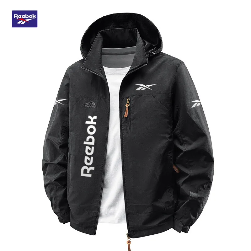 Reebok men's spring-autumn all-weather jacket with detachable hood, suitable for hiking, mountain climbing and other outdoor act