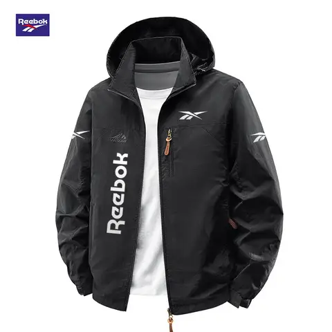 Reebok men's spring-autumn all-weather jacket with detachable hood, suitable for hiking, mountain climbing and other outdoor act