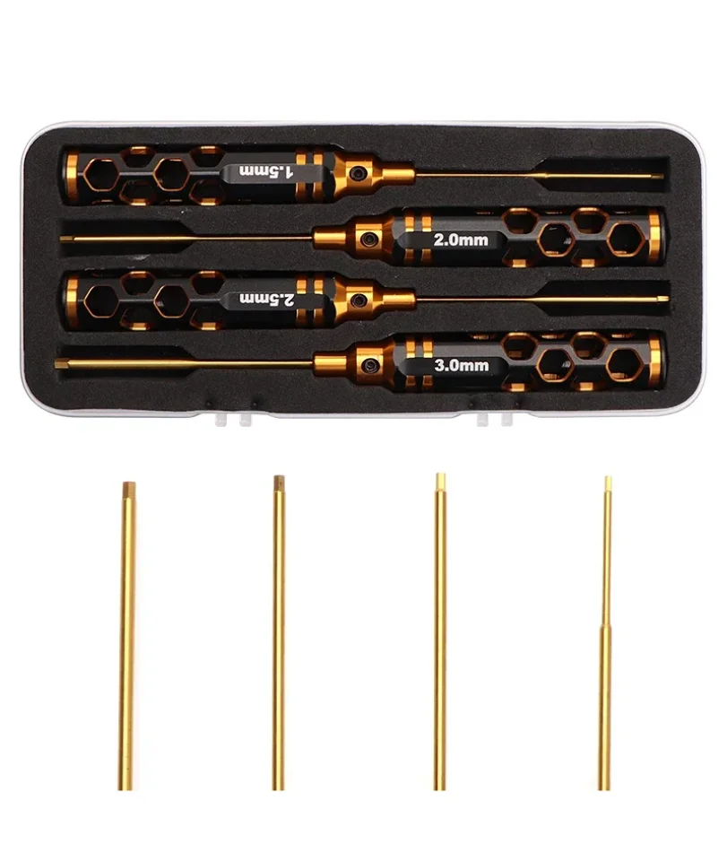 

4pcs 1.5mm 2.0mm 2.5mm 3.0mm Hex Screw Driver Screwdriver Set for Racing Drone Helicopter Cars Boat RC Parts