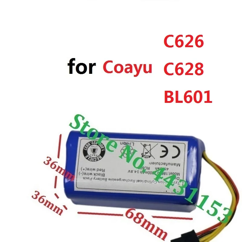 

Battery For Coayu C626 C628 BL601 Robot Vacuum Cleaner New Li-Ion 18650 14.4V 14.8V 2800mAh