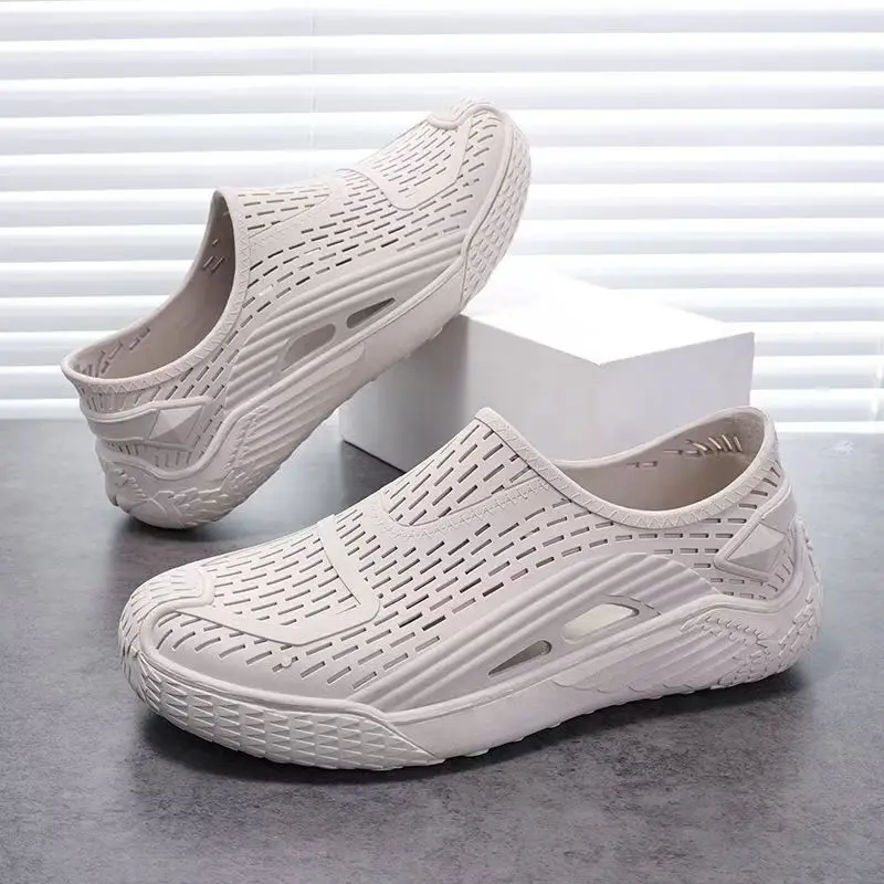 

Мужские летние резиновые сандалии-пещеры с литьем под давлением, нескользящие пляжные сандалии на толстой подошве с неглубоким носком и круглым носком