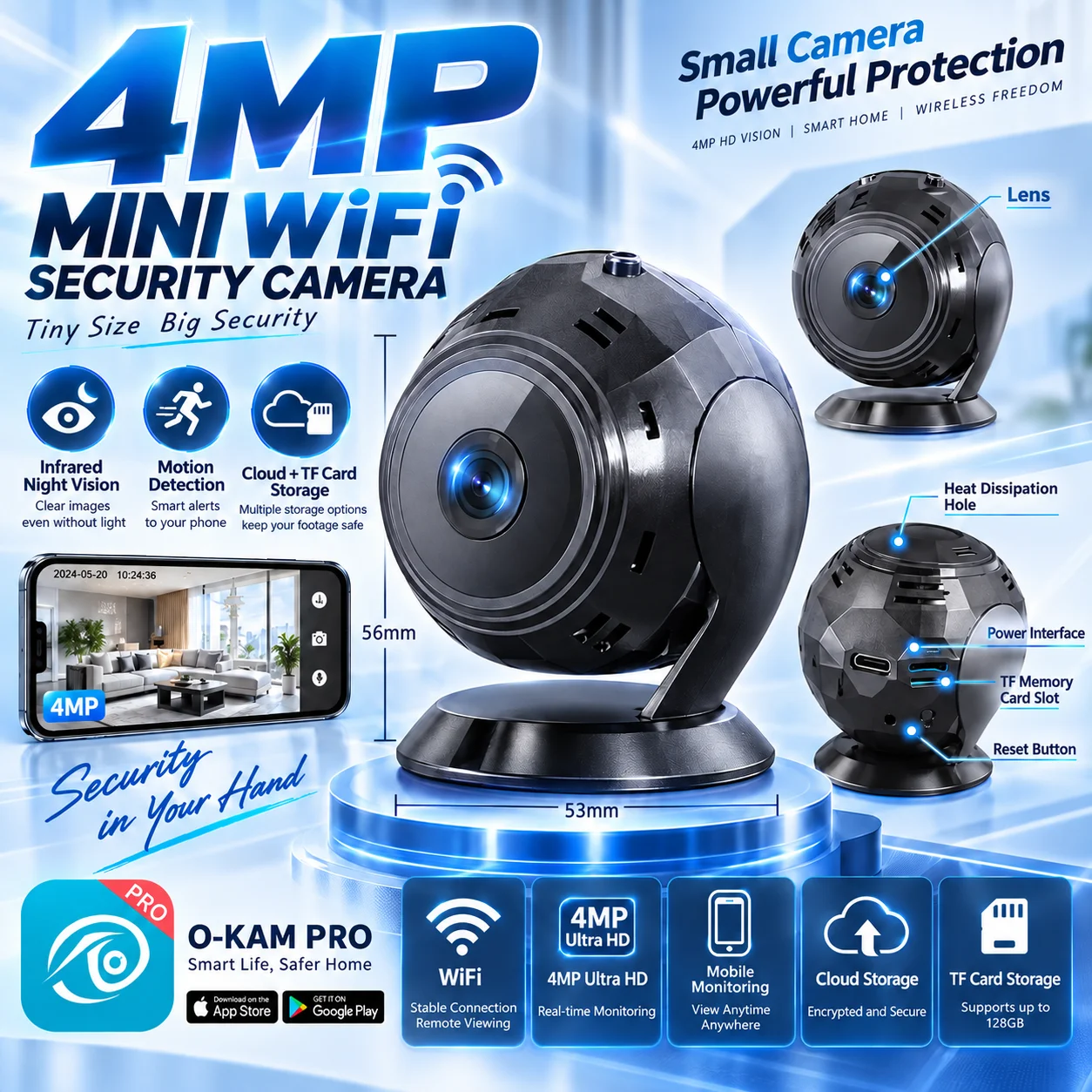 1080P Indoor Mini WiFi IP Security Camera Baby Monitor Remote Monitoring Night Vision V380 Pro