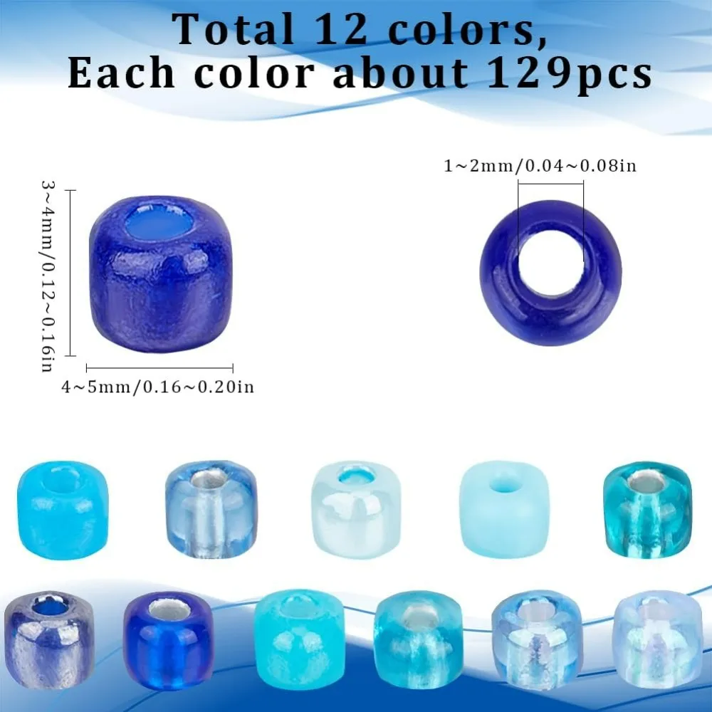 1 Box 156G Bracelet  Beads 4mm 6/0 Seed Beads Bulk Seed Bead Small Glass Bead Blue Pony Beads Glass Seed Spacer Kit