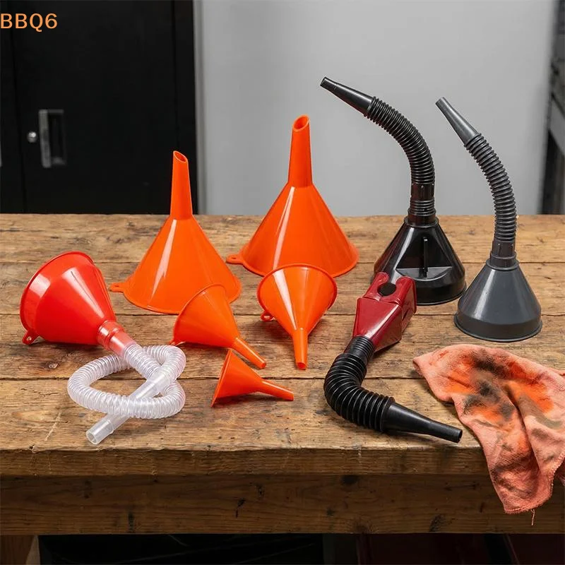 *8-Pieces Car Plastic Funnel Set, Wide-Mouth Fuel And Oil Multi-Purpose Flexible Right-Angle Funnel, For Coolant And Oil