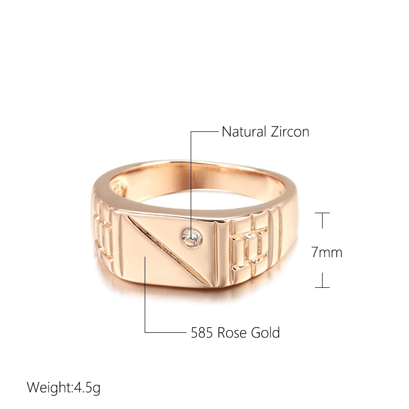 Minimalist Belt Shape 585 Gold Rings for Men Women Natural Zircon Large Size Fashion Jewelry Round Finger Rings Couple Gifts