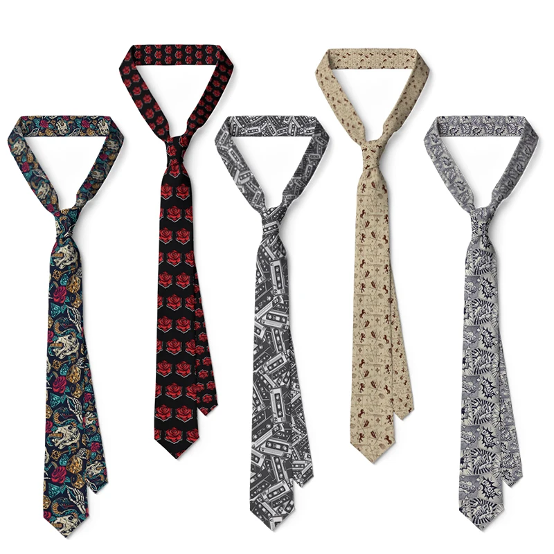 

Skull series Printing Men's Tie Original Newly Design Funny Personality 8 cm casual tie official dating birthday party gift