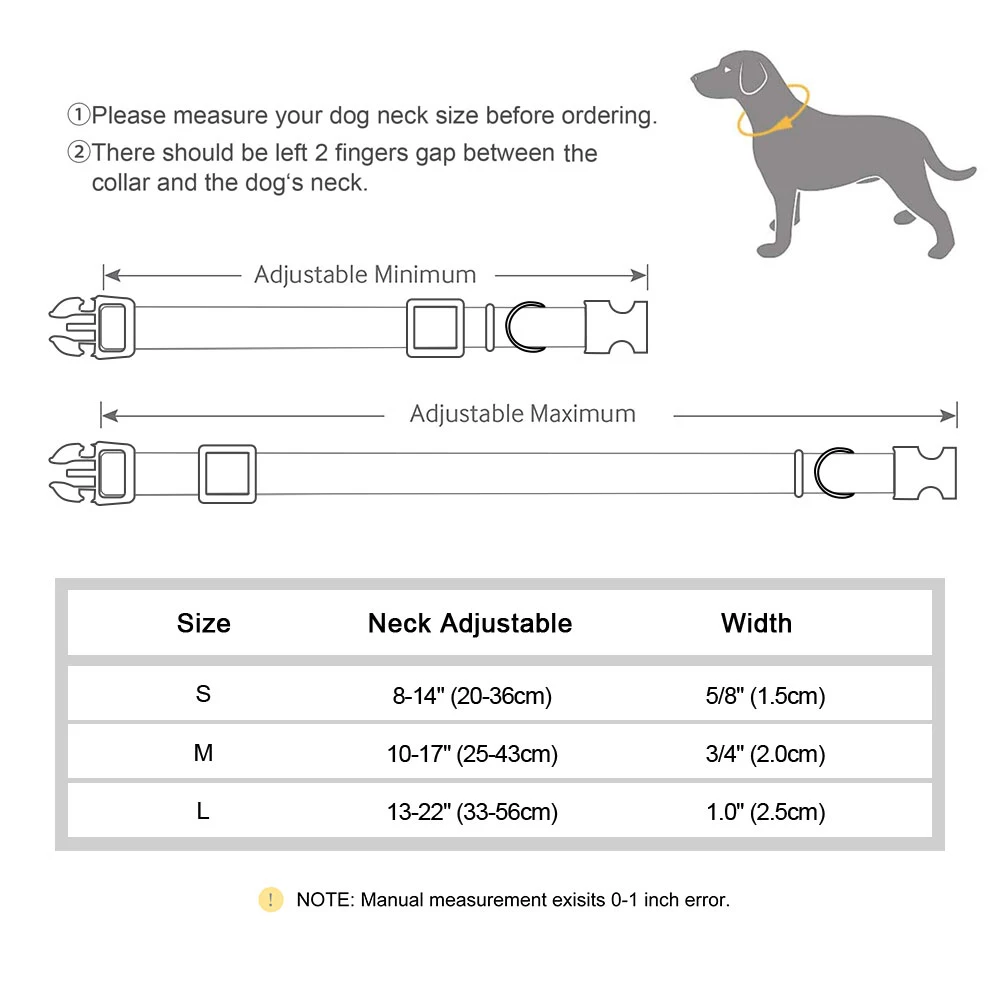 Reflective Pet Dog Collar Durable Nylon Dog Collars Necklace Adjustable Puppy Collars for Small Large Dog Pug Safety In Night