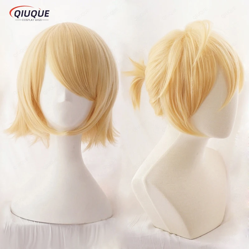 Anime Rin / Len Wigs Short Blonde Heat Resistant Synthetic Hair Cosplay Wig + Wig Cap