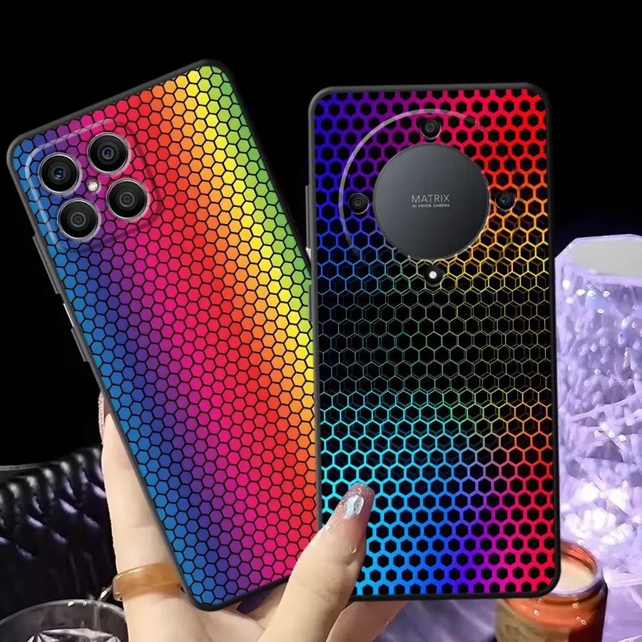 Case for Huawei P30 P20 Pro P Smart 2019 P20 Lite 2018 P20 P40 Lite Funda Phone Cover Rainbow Honeycomb Art