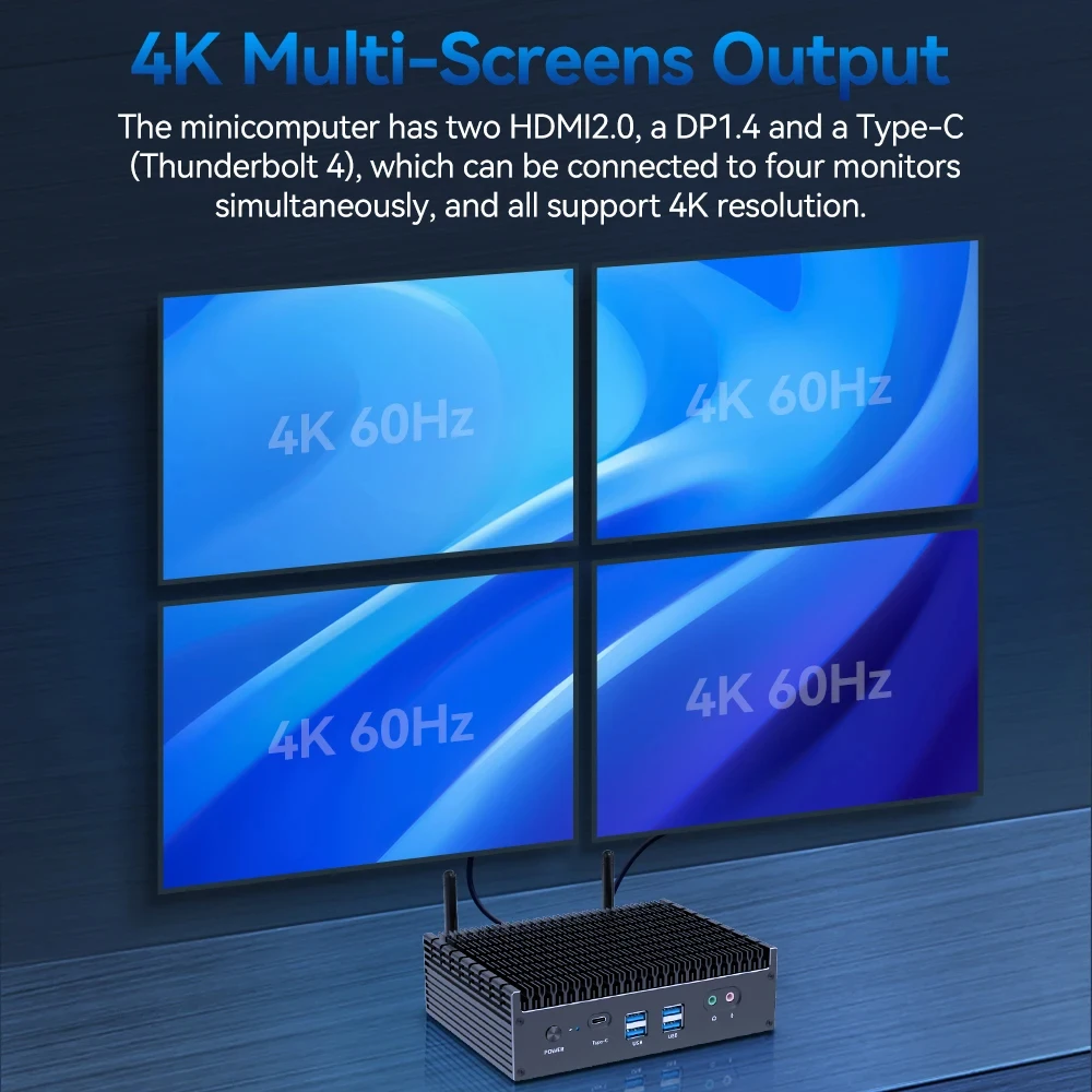 Dual LAN Office Mini PC with Inter I7-1255U/I5-1335U Dual DDR4 Support Windows10/11 Linux WiFi Bluetooth4.2 Type-C Home Computer