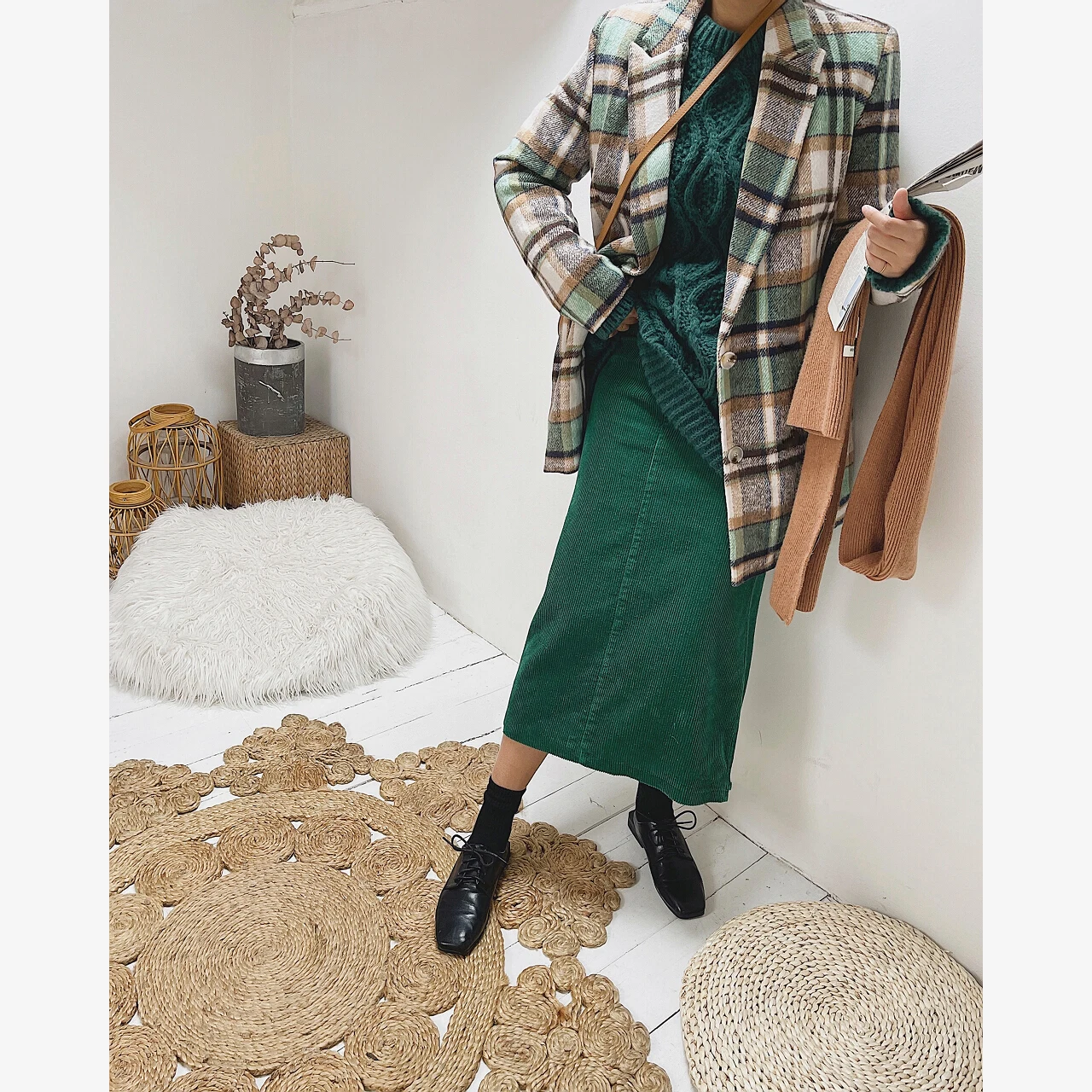 2022 donna Plaid blazer di lana Tweed Casual giacche invernali Trench cappotti parka soprabito moda coreana vestiti Crop Oem Y2k nuovo