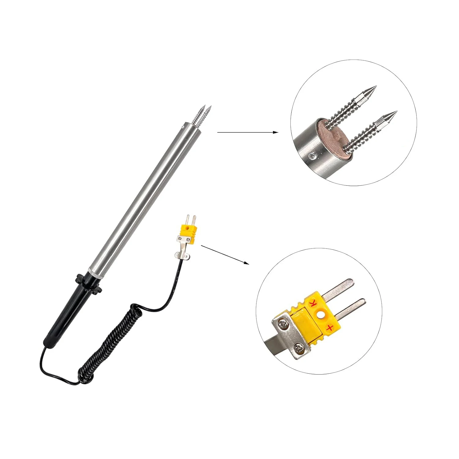 K-Type For Surface Probe with Dual Spring Sensor Design Ensures Full Contact on Slightly Uneven For Surfaces 0-1000C Range