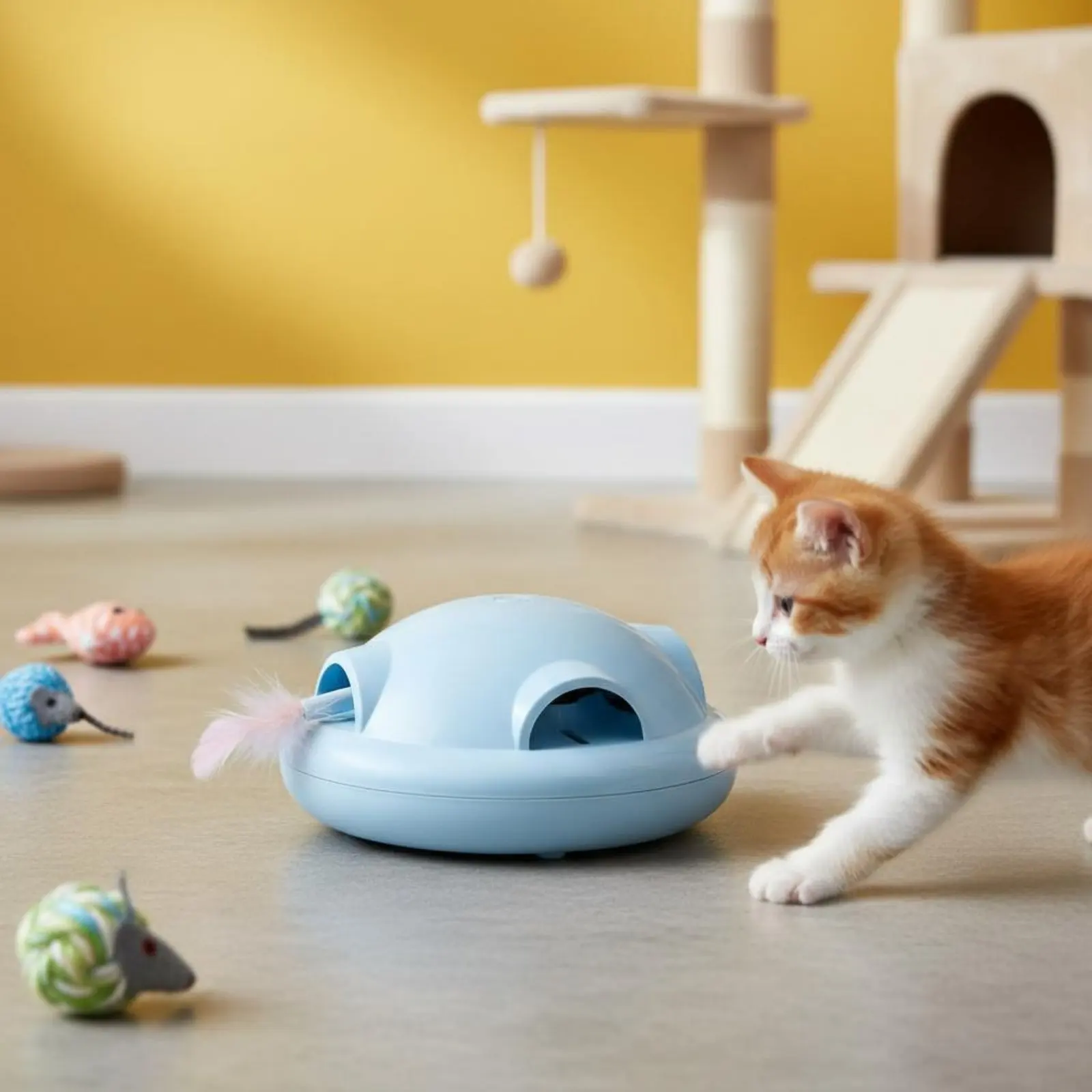

Интерактивная игрушка для кошек Smart Cat: светящаяся автоматическая дразнилка с перьями, бесшумная, для котят, для дома