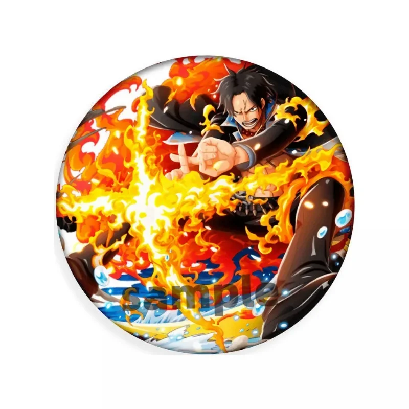 Cartoon Badge One Piece Luffy Zoro Nami Usopp Chopper Anime Round Tinplate Pendant Student Bag Decoration Couple Birthday Gift