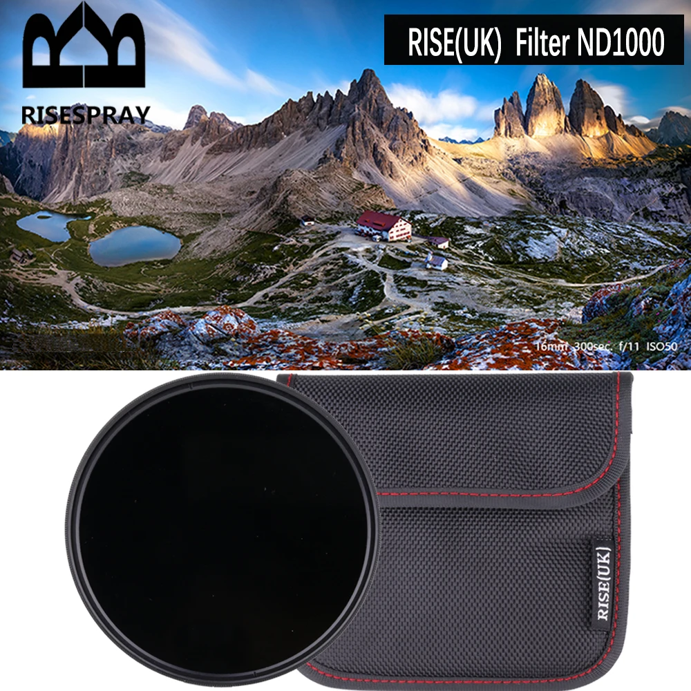 RISE(UK) Camera filter 82mm/95mm ND1000 10 Stop Fader Neutral Density Filter for Nikon Canon DSLR Lens ND Filter