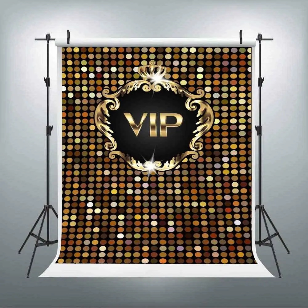 Gold Glitter VIP Photography Backdrop For Step And Repeat Banner Photo Backgrounds Theme Party Wall Paper Photoshoot Selfie