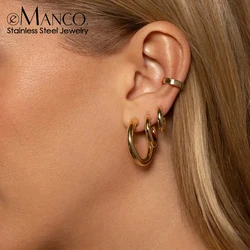 eManco Simple punk jewelry Stainless steel C-shaped Earrings Personalized Gold-plated Jewelry Wholesale direct sales