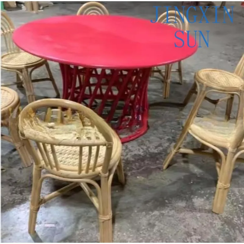 Rattan Table and Chair Set - Eco-Friendly, Durable,Stylish and Safe Furniture for Children, Easy to Assemble and Clean