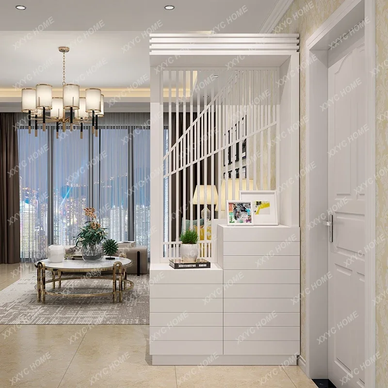 XX0Entrance partition cabinet, living room decoration, entrance shoe cabinet, white baked paint