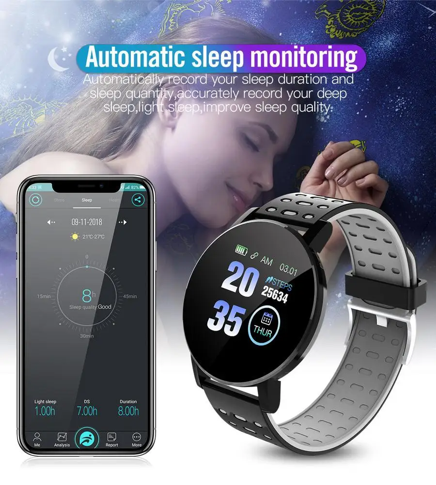 Smart Watch cardiofrequenzimetro pressione impermeabile Sport uomo donna Smartwatch Smart Clock Fitness Tracker per Android Ios