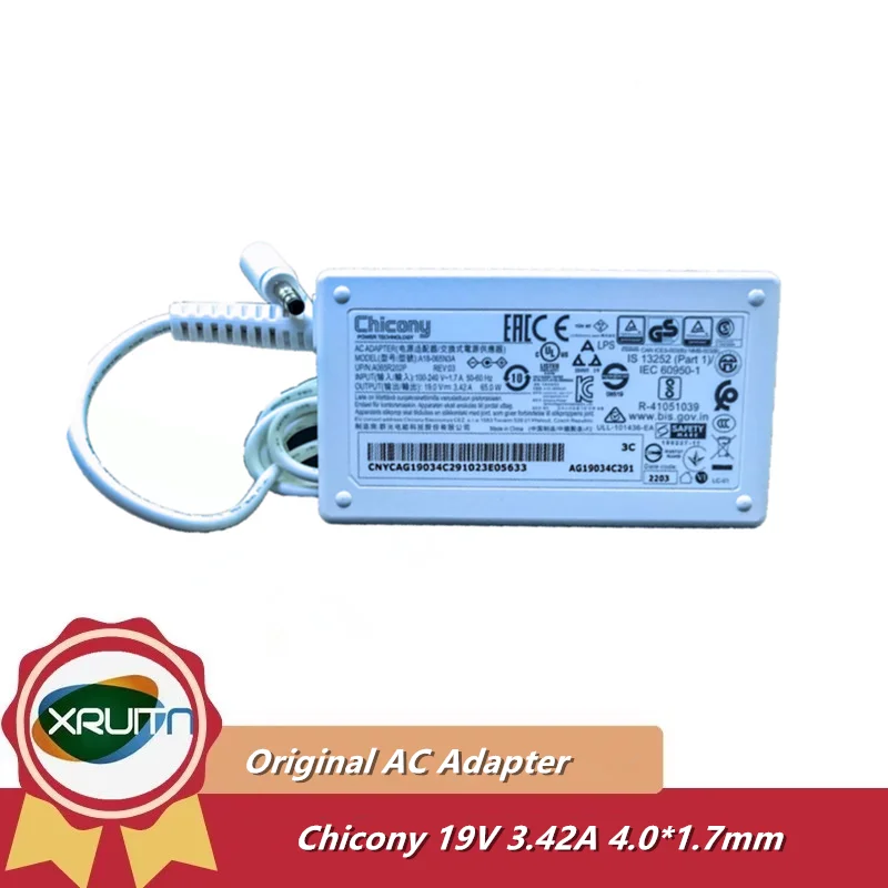 Original Chicony A18-065N3A AG19034C291 Laptop Charger AC Adapter 19V 3.42A 65W Power Supply 4.0x1.7mm Genuine Adaptor