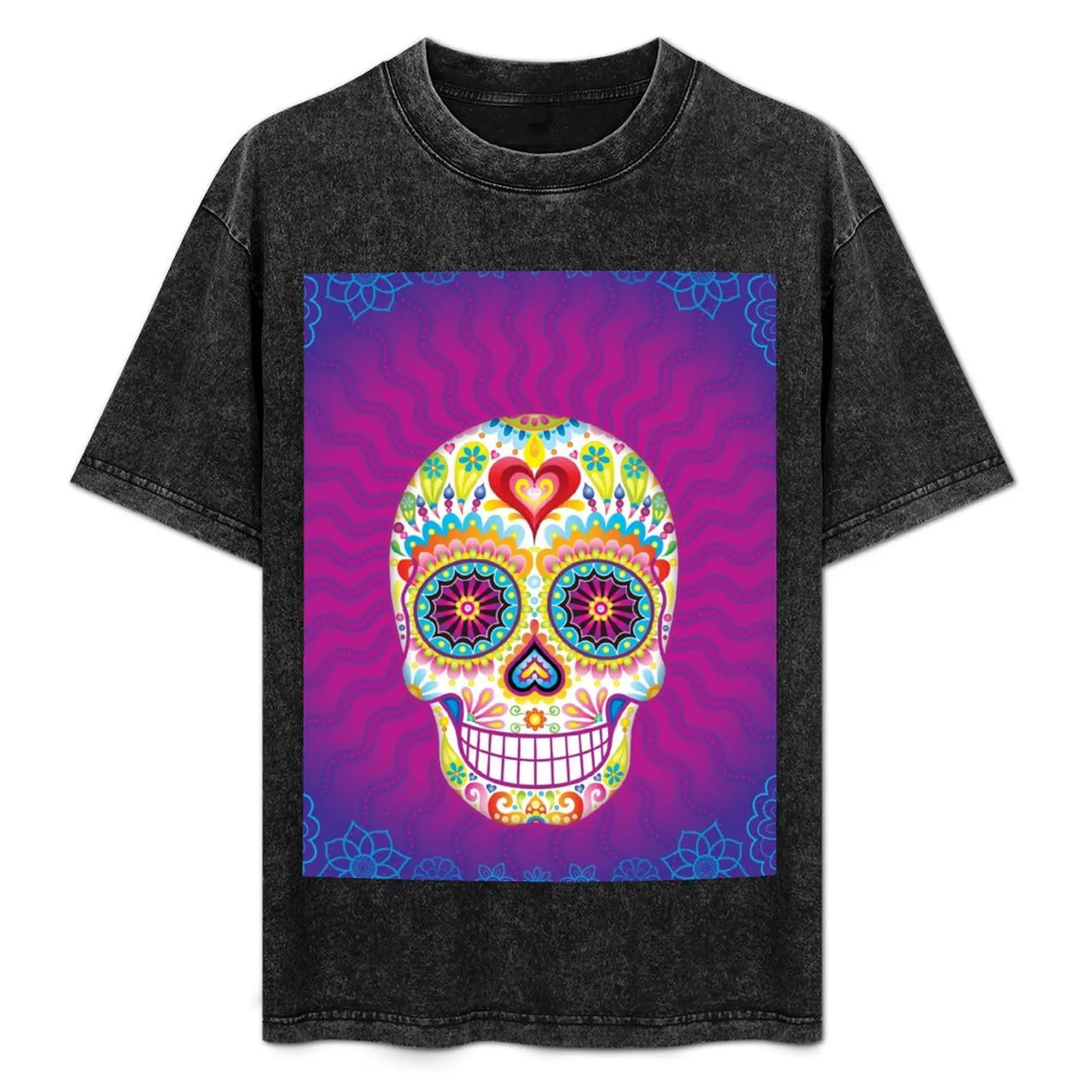 

Psychedelic Sugar Skull Day of the Dead Art T-Shirt Lightweight Running T-Shirt