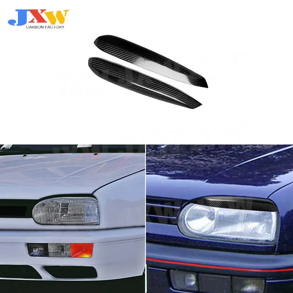 

Carbon Fiber Car Front Bumper Eyelid Eyebrow Trims for Volkswagen Golf 3 MK3 1992-1999 Headlight Eyelid Head Lamp Eyebrow Cover