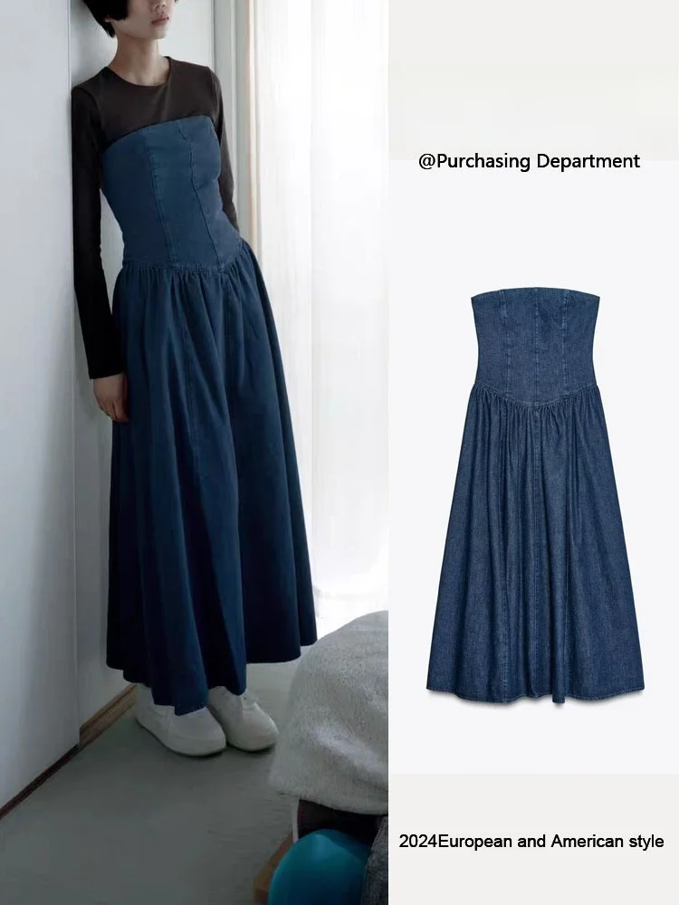 Primavera 2025 Faion delle nuove donne monospalla dimagrante denim Midi Dr vita alta gonna a trapezio lunga chiusura con cerniera