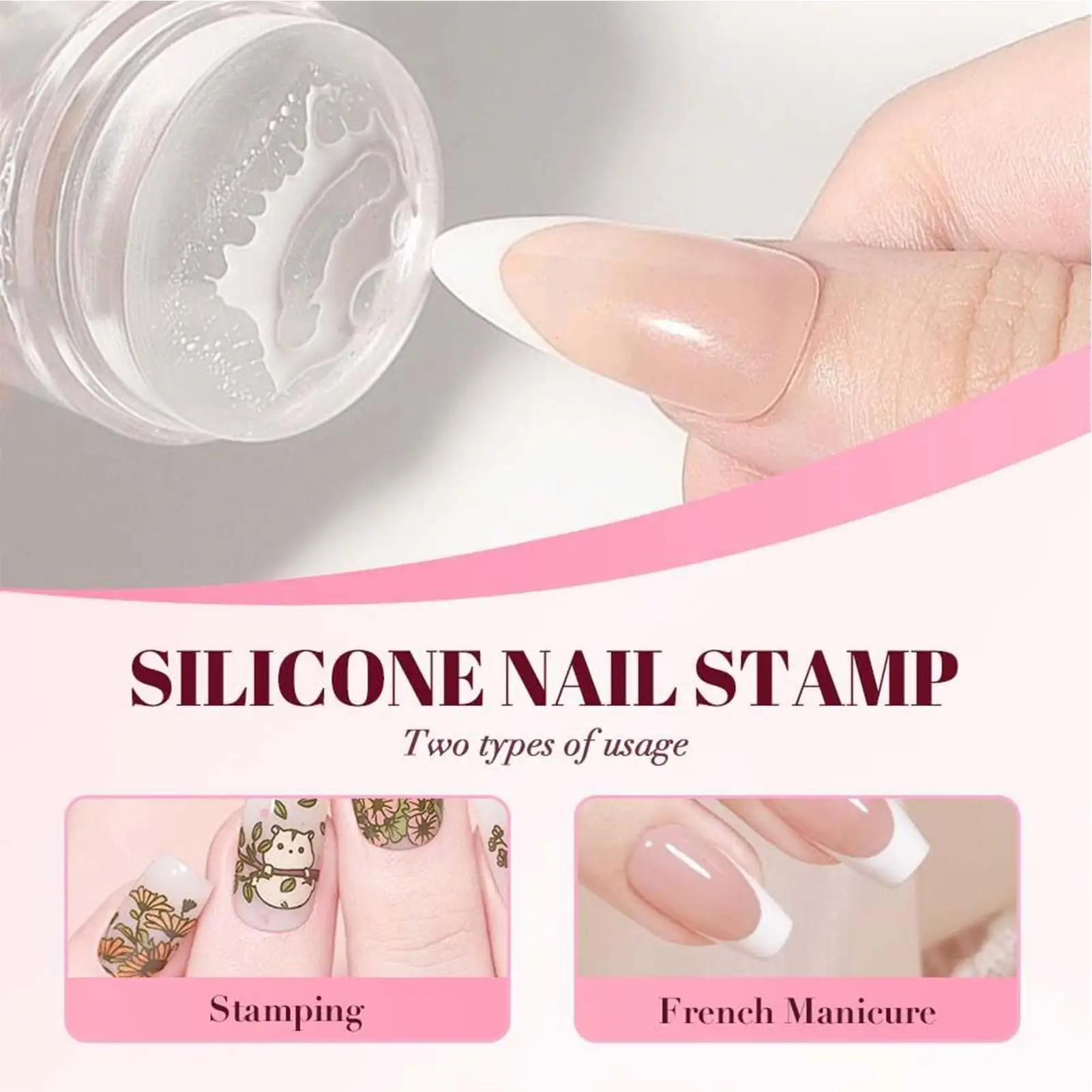 Nagelstempelset mit französischer Spitze, transparentes Silikon, Nagelkunst-Stempelset, Maniküre-Kunstdruck, Dekoration für DIY-Nagelkunst zu Hause