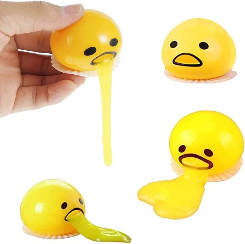 1PCS Sticky Funny Toy Disgusting Egg Yolk Brother Vomiting Egg Yolk Army Lazy Egg Custard Vomiting Ball Decompression Funny Toy
