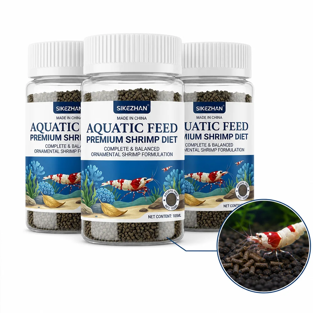 Ração Premium para Camarões SIKEZHAN 105ml - Dieta Aquática Balanceada para Camarões Ornamentais Crystal Red Cherry - Grânulos Naturais para Saúde
